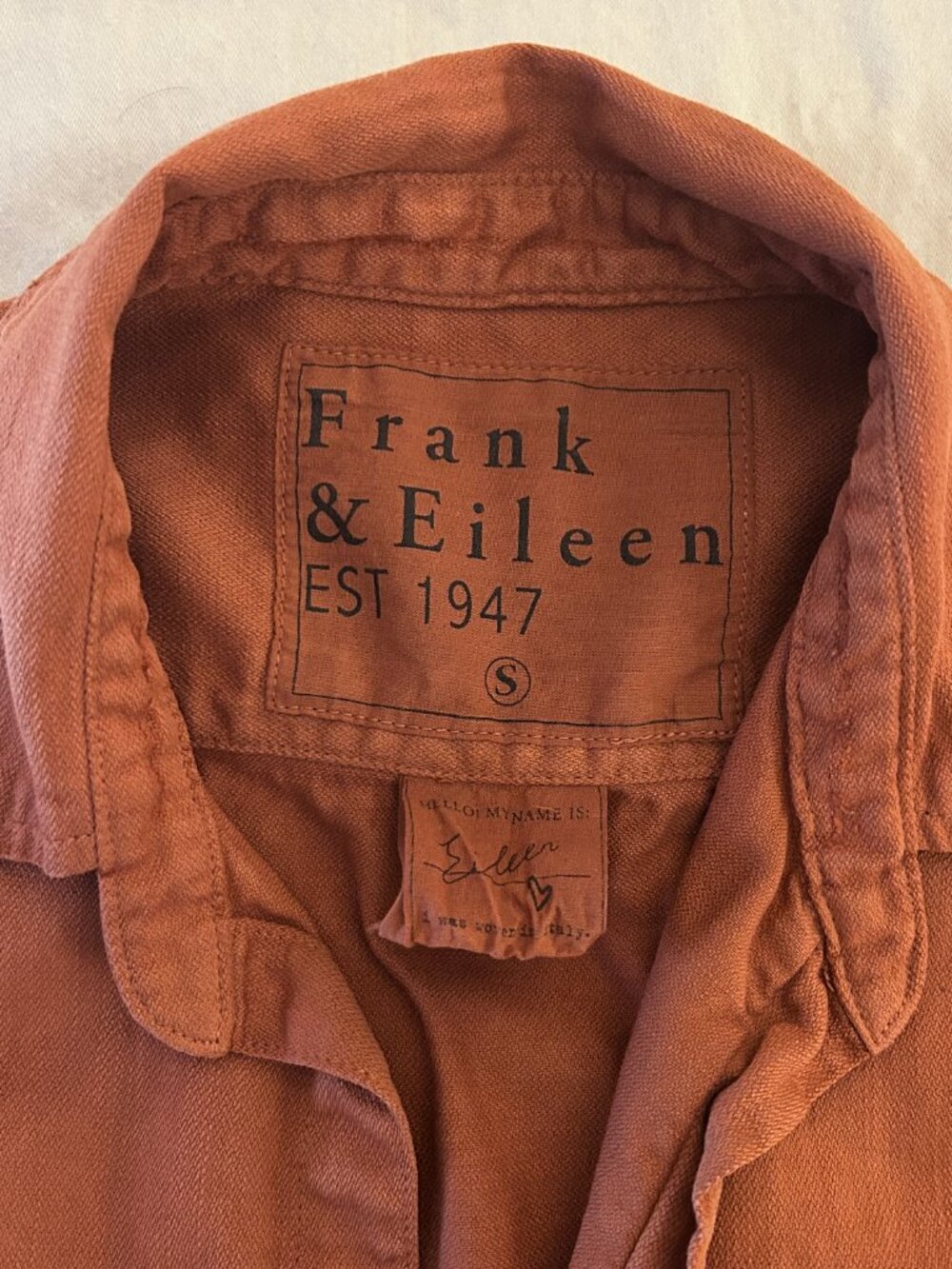 Frank & Eileen "Eileen" Famous Denim Shirt in Rust - Picture 3 of 5